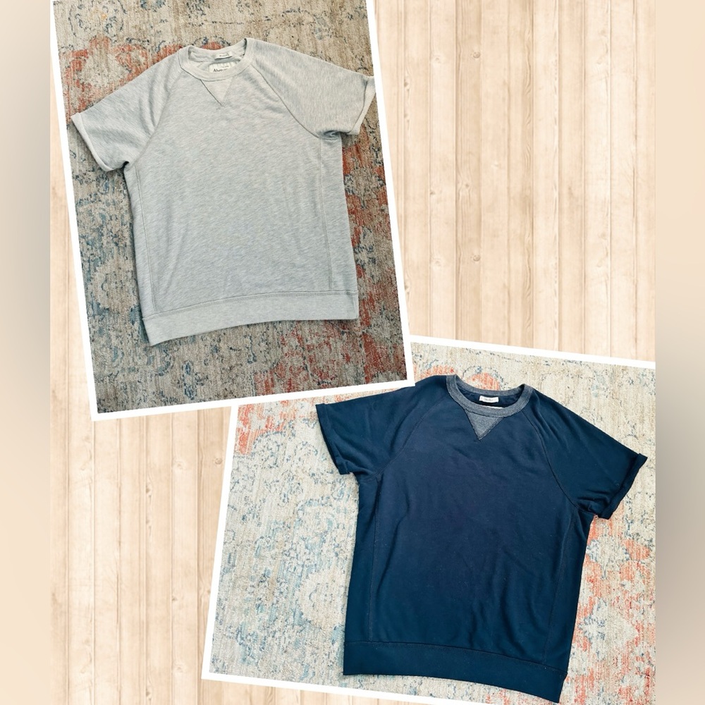 Abercrombie & Fitch Gray and Navy Short Sleeve Loopback Sweatshirts (Two)